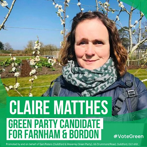 Claire Matthes, Green Party candidate for Farnham &amp; Bordon.